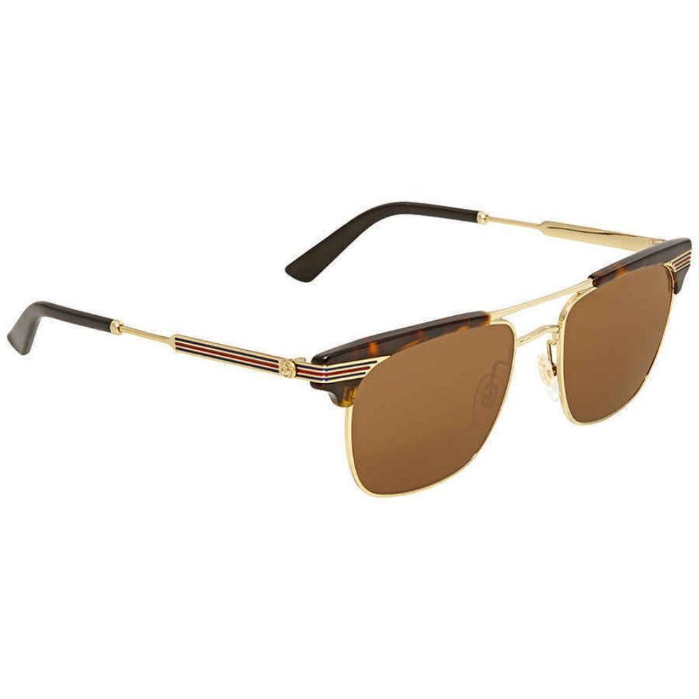 NEW Gucci Brown and Gold Square Unisex Sunglasses